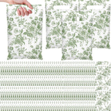 Supervitae 100 Pcs Plastic Green Gift Bags Flower Party Favor Bags Bulk with Handles for Birthdays Weddings Bridal Baby Showers