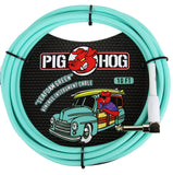 Pig Hog Seafoam Green Woven Jacket Tour Grade Instrument Cable, 10-Foot Right Angle