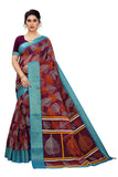 Gosriki Women'S Linen Cotton Floral Printed Saree With Blouse Piece (Pan Purple_Purple),Purple,,B097ZR49B4