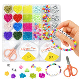 Parteet Diy Bracelet Making Kit, 2000+ Colorful Letter Beads, Plastic Storage Box With Crystal Beads, Alphabet Letter Beads,Colo
