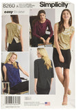 Simplicity 8260 Womens Top Sewing Patterns by Karen Z, Sizes XXSXXL