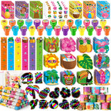 BenLouis 108Pcs Hawaiian Luau Party Favors Aloha Summer Tropical Tiki Theme School Stationery Set Bulk for Kids Beach Pool Birth