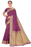 Glory Sarees Womens Jacquard Silk Blend Saree (kara128_Wine