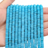BONNY BOXX 1 Strand (150PCs) Natural 2 * 6mm Blue Turquoise Rondelle Beads, Natural Abacus Disk Stone Beads Loose Spacer Gemston