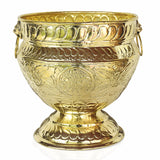 Pure Source India Brass Handmade Design Planter (Size: Dia 12.5 X Height 12 Inches)