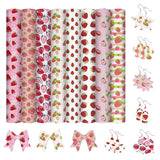 8 Pieces Strawberry Faux Leather Sheets,13 x 7.9 Inch Pink Red Strawberries Synthetic Fabric Fruit Craft Leather Fabric Sheet fo