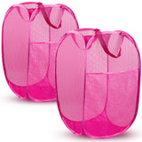 DUCOO Pop Up Hamper, 2 PCS Mesh Pop Up Laundry Hamper, Foldable Mesh Laundry Basket with Space Saving Design for Home, Dorm, Tra