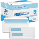 Compuchecks Double Window Envelopes #9 Flip and Seal Flap, Security Business Mailing Envelopes Tamper Evident, Security Tint