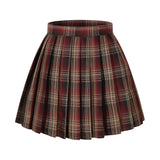 Womens Short Pleated Plaid Costumes Skirt(Red Mixed Beige White,X-Large)