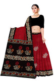 Tamaira Fashion Womens Plain Weave Pure Cotton Saree Without Blouse Piece(Ab36_Red And Black)