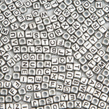 Luyoaozy 1000pcs Square Letter Beads for Bracelets, 6x6mm Silvery Cube Alphabet A-Z Beads for Jewelry Making Friendship Bracelet