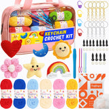 Craftinger Diy Crochet Keychain Making Kit For Kids & Adults | Beginner Friendly Crochet Starter Kit With Yarn, Hooks, Needles,