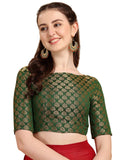 OOMPH! Jacquard Green Readymade Blouse for Women - rbbl60xxl