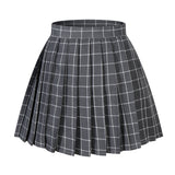 Beautifulfashionlife Womens Pleated Over Knee Short Skirts (L,Grey White)