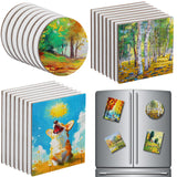 Saysurey 24 Pack Mini Magnetic Canvas Panel Canvas Boards for Painting Magnetic Boards for Fridge Multi Shape Round Square Recta