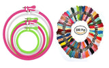 Goelx Plastic Embroidery Hoop/Frame With Embroidery Floss For Crafters & Designers. Set Of 6 Different Sizes 4, 6, 8, 10, 12,14
