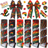 Yuxung 6 Rolls 30 Yards Black History Month Ribbons Wired Wrapping Crafts Buffalo Plaid African American Edge Ribbon Decorations