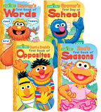 1 2 3 Sesame Street Shaped Board Book Set ~ First Book of Words, Opposites, Seasons, and First Day of School (Set of 4)