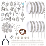 Meneng Necklace Jewelry Making Kit: 10 Rolls 78.7 Feet Silver Stainless Steel Chains for DIY Western Necklace Bracelet - Jewelry