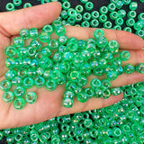 350pcs AB Color Pony Beads for Bracelets,6 * 9mm Green Acrylic Kandi Bead for Friendship Jewelry Making,Hair Beads for Braids(Gr