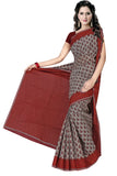 Tamaira Fashion Plain Weave Womens Pure Cotton Saree Without Blouse Piece (2340_Grey And Maroon)
