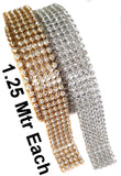 Stone Sheet Stone Lace For Jewellery Making Golden Silver Combo 5 Line (Each 1.25 Mtrs)