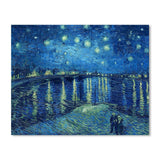 Van Gogh Canvas Wall Art: Starry Night over the Rhne Oil Painting Picture Reproduction Room Decor, Famous Art Prints Framed Post
