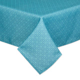 Storm Blue Tonal Lattice Print Outdoor Tablecloth With Zipper 60X84