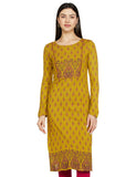 W for Woman Green Paisley Print Festive Winter Kurta_22NOW18338-119376P_S