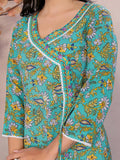 Rangita Green Rayon Calf Length Printed Angarakha Kurti | Kurta For Women_M