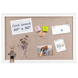VUSIGN Linen Bulletin Board 30'' x 20'', White Cork Board for Walls, Fabric Pin Board with 10 Clear Push Pins, Vision Board for