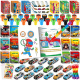BenLouis 168Pcs Race Car Party Favors Racing Theme Coloring Books Crayons Sticker Set Bulk for Kids Fast Racecar Wheels Birthday