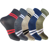 Cotson MenS Cotton Striped Crew Length Socks Pack Of 5 Pairs (Style_D)