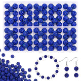YONOVO 100Pcs 10mm Dark Blue Rhinestone Beads for Jewelry Making, Shiny Round Disco Ball Sparkly Crystal Clay Beads Bulk with 10