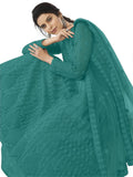Patlani Women Light Rama Long Gown, Net With Ultra Satin Inner Ethnic Flared Gown For Girl'S/Women'S Semi Stitched Gown (Light R