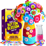Dan&Darci Light Up Button Flower Craft Kit - Crafts for Kids Ages 4-8 - Arts & Crafts Gift for Girls - Activities for Kid Age 6-