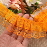 Orange Lace Ruffle Trim for Crafts 1-5/8x5yd 2-Layer Pleated Edge Lace Ribbon