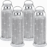 Sieral 4 Pcs Diamond Bottles 25 oz Glitter Water Bottles Bling Tumbler Rhinestone Stainless Insulated Cup with Chain and Brush f
