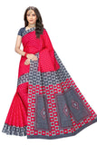 TAMAIRA FASHION Womens Plain Weave Pure Cotton Saree Without Blouse Piece (AB15_PinkandGrey)