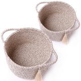 SweetMemo Small Soft Organizer Baskets,Decorative Mini Round Woven Rope Storage Bin Empty Gift Baskets for Man,Office, Desk Deco