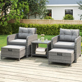 LHBcraft 5 Piece Patio Conversation Set Outdoor Patio Chairs with Ottomans Balcony Furniture with Soft Cushions & Coffee Table f