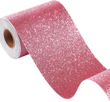 FunStick 3.9x472 Dark Pink Glitter Border Wallpaper Peel and Stick Bathroom Mirror Frame Border Self Adhesive Sparkle Pink Wall