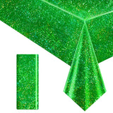 1 pcs Green Holographic Laser Tablecloth 40 x 108 Christmas Table Cloth Shimmer Shining Plastic Metallic Table Cover for Jungle