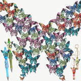 Tondiamo 60 pcs Acrylic Butterfly Beads for Pens Bulk Cute Colorful Transparent Fancy Acrylic Bead for Beaded Pen Necklace Brace