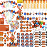 Saypacck 293 Pcs Basketball Party Favors with Bracelets Mini Pinball Mini Bubble Wands Straws Keychains Badges Stickers Stamps G