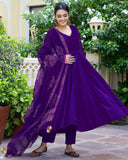 Anni Designer Women'S Rayon Blend Solid Anarkali Kurta With Pant & Dupatta (Magic-Violet-Nw_M_Violet_Medium),Violet,M,,,