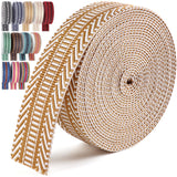 PECMER 1.5 inch Khaki Jacquard Cotton Webbing Ribbon-1 1/2 inch Polyester Webbing for Straps, Seat Belts, Crafts, Pet Collars, B