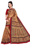 TAMAIRA FASHION Womens Plain Weave Pure Cotton Saree Without Blouse Piece (1456_BeigeandRed)