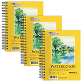 U.S. Art Supply 5.5 x 8.5 Premium Heavyweight Watercolor Paper Pad, Pack of 3 (30 Sheets Each), 140lb (300gsm) - Spiral Bound, C