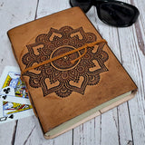 Purpledip Leather Journal Flower Of Life: Vintage Spiritual Design Diary Notebook (12585)